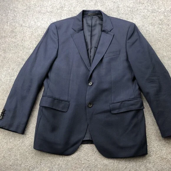 Hugo Boss Blazer Mens 38S Navy Virgin Wool Two Button Suit Jacket Sport Coat